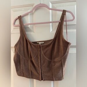 Meraki Brown Corduroy Crop Top